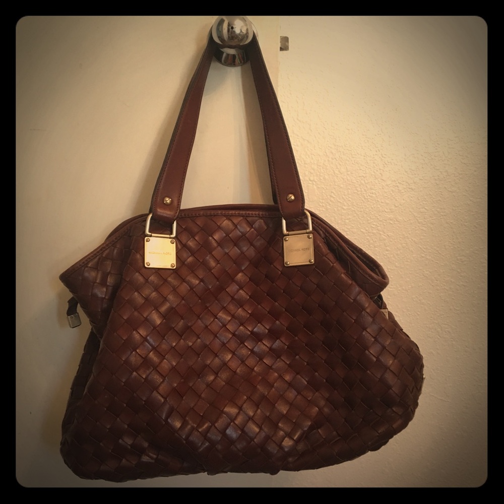 Michael Kors brown woven leather bag